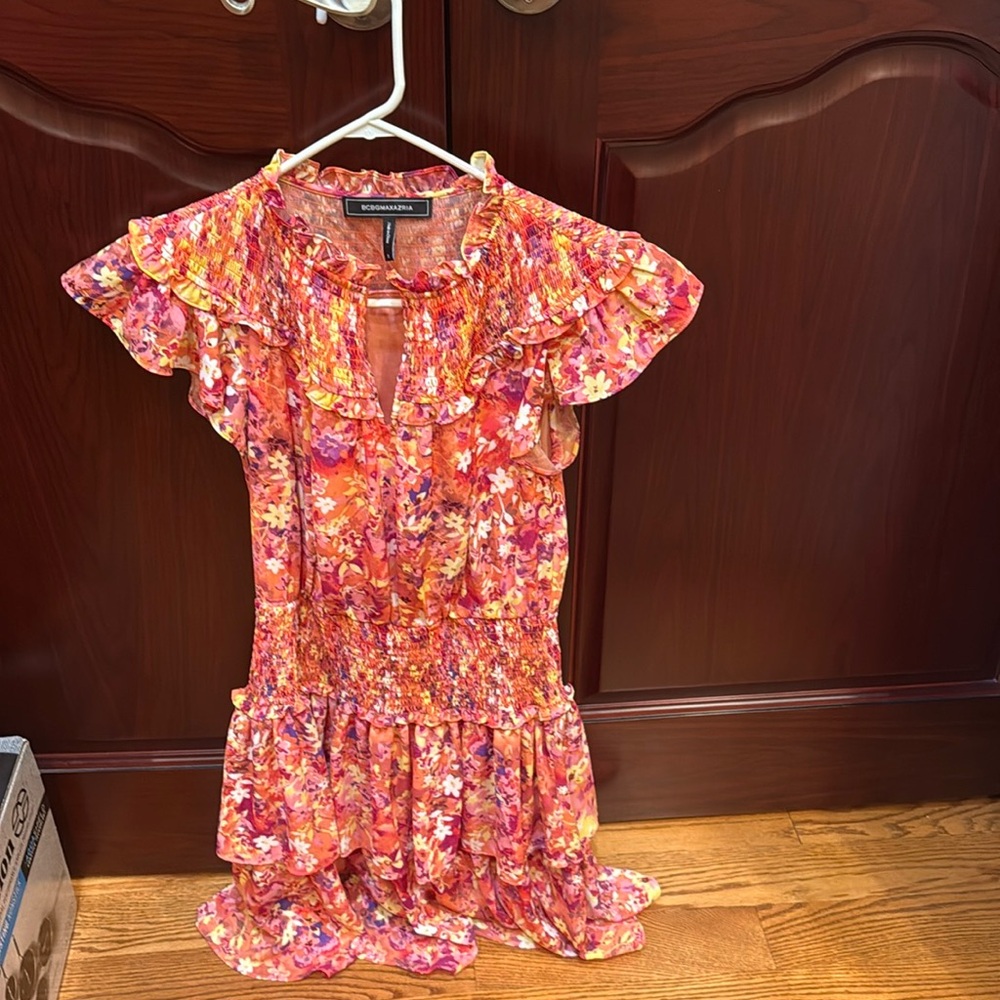 BCBG multi color floral dress. Size S